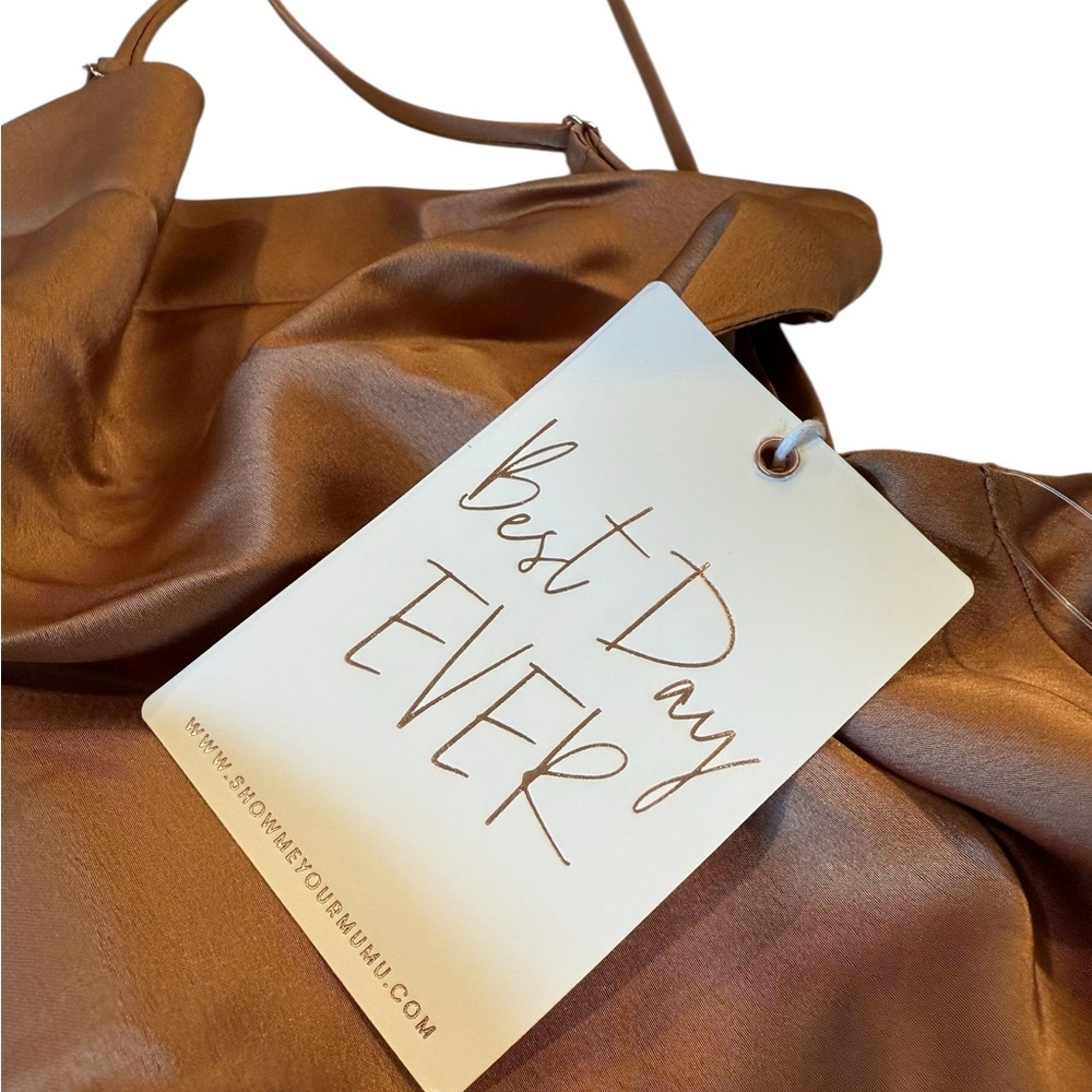 SHOW ME YOUR MUMU Verona Cowl Dress In Copper Luxe Satin NEW Size XS - Picture 2 of 15